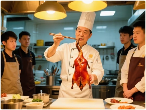烧鹅师傅教学现场