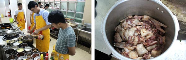 煌旗火焰醉鹅培训学员学习鹅肉腌制