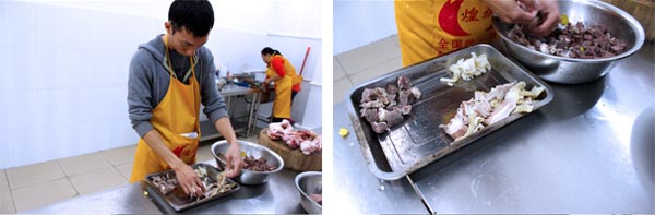 萝卜牛杂培训学员学习牛杂分类