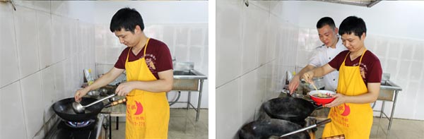 牛肉面培训学员学习烫面的做法